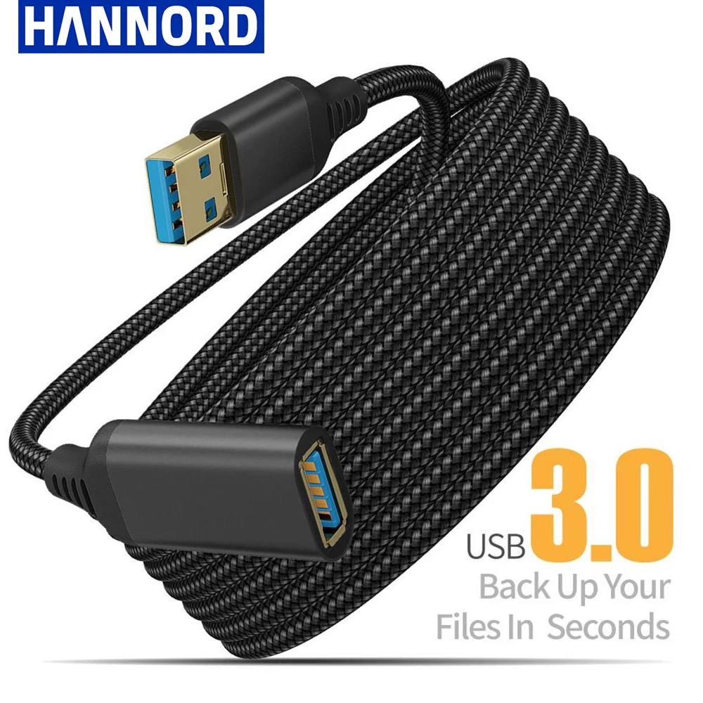 Hannord Nylon Braided Usb 3.0 Male-To-Female High Speed Transmission Data Cable Computer Camera Printer Extension Cable 1/2/3/5M