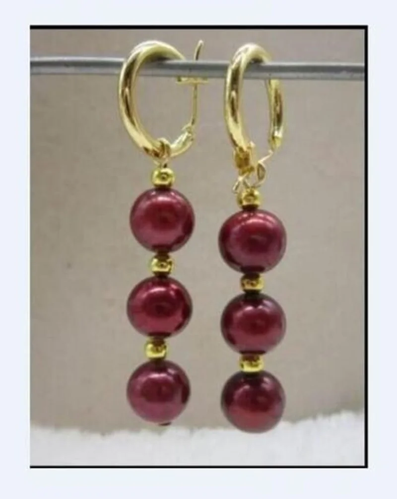 Splendidi Orecchini Aaaa + True Natural 9-10Mm Akoya Red Round Pearl Orecchini In Oro 14K-