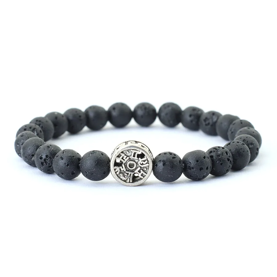 Nuovo Om Mani Padme Hum Bracciale Da Uomo Minimalista 8Mm Natural Vulcanica Tiger Eyes Stone Braclet Accessori Punk Pulsera Hombre