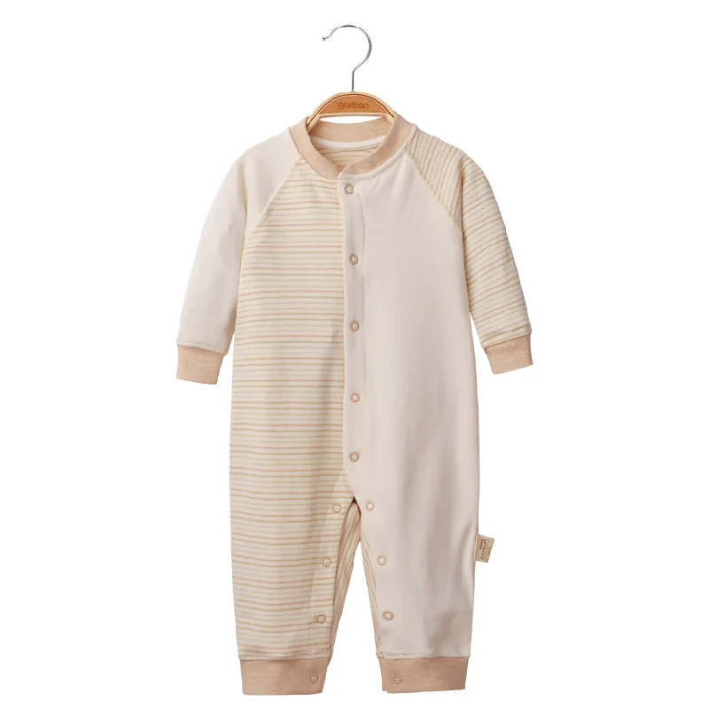 Cotone Colorato Naturale Primavera Autunno Neonato Ragazzi Ragazze Un Pezzo Manica Lunga A Righe Babygrow Tute Pagliaccetti Per Bambini