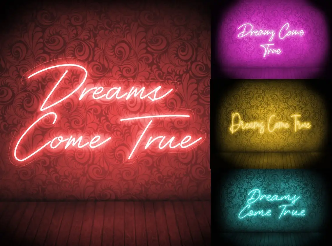 Dreams Come True Neon Sign,Dreams Come True Led Sign,Dreams Come True Sign,Dreams Come True Wall Decor,Neon Sign Bedroom Wall,Le