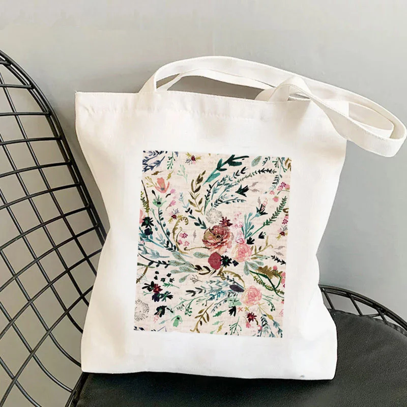 2021 Shopper Fable Floreale Estetico Stampato Tote Bag Donna Harajuku Shopper Borsa Ragazza Spalla Shopping Bag Lady Canvas Bag