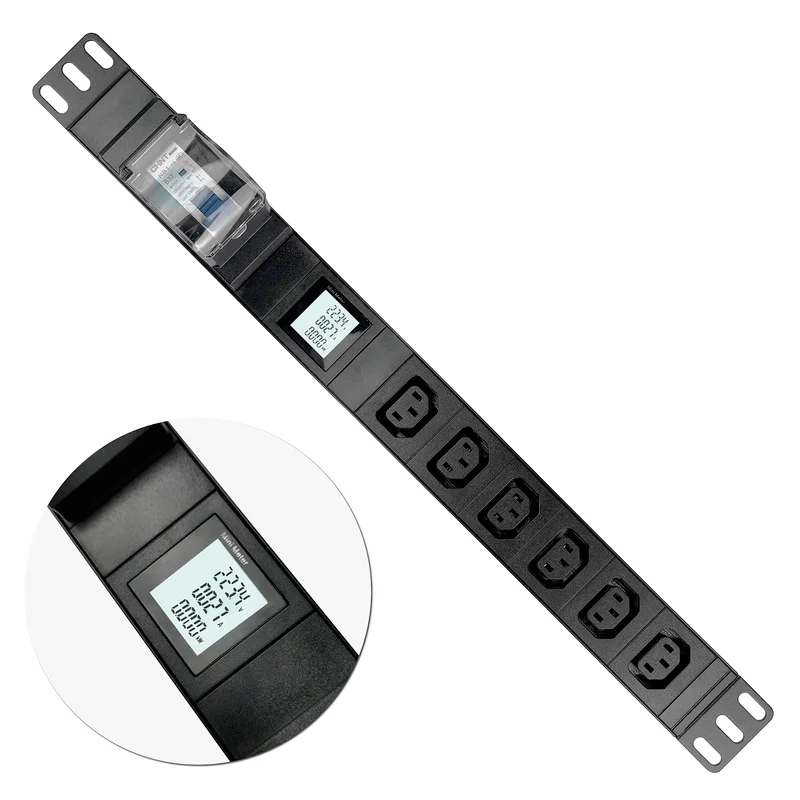 Mining Farm Use Etl Certificated Digital Meter Pdu  30A L6-30P Plug 6 Outlets Power Distribution Equipment With Lcd Meter