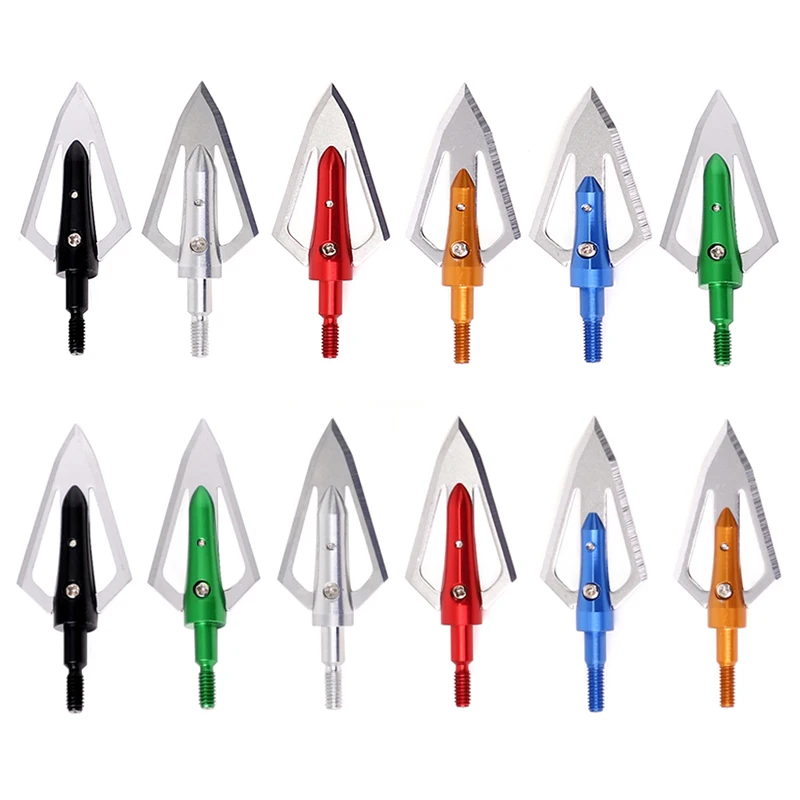 12 Pz Testa Di Freccia Caccia Broadhead In Acciaio Inox 2 Lame 100 Grano Per Tiro Con L'Arco Balestra All'Aperto Arco Composto