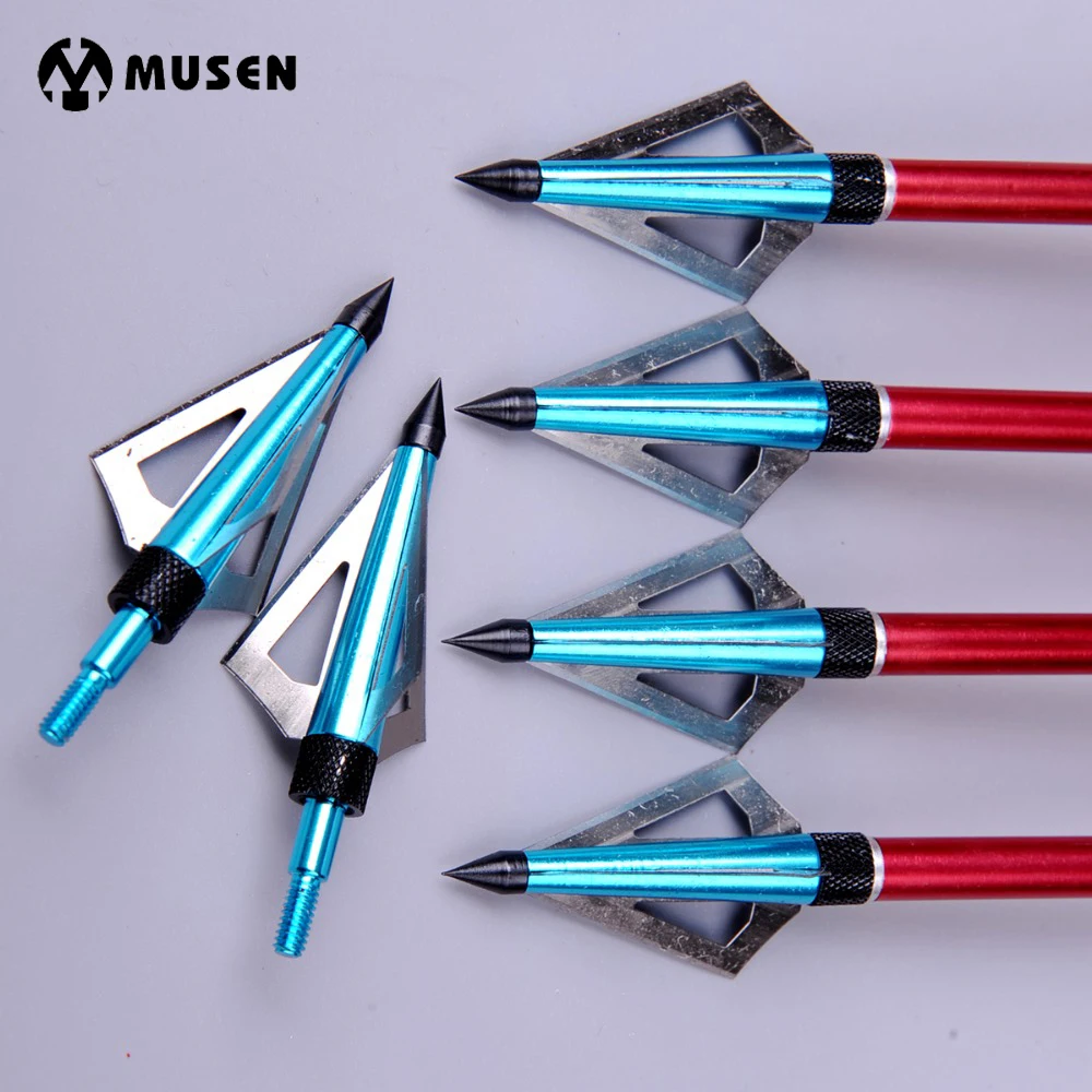 6 Pz/Lotto 100 Grano Caccia Balestra Freccia Broadhead Con 3 Lame Fisse Utilizzate Come Tiro Con L'Arco Arco E Freccia