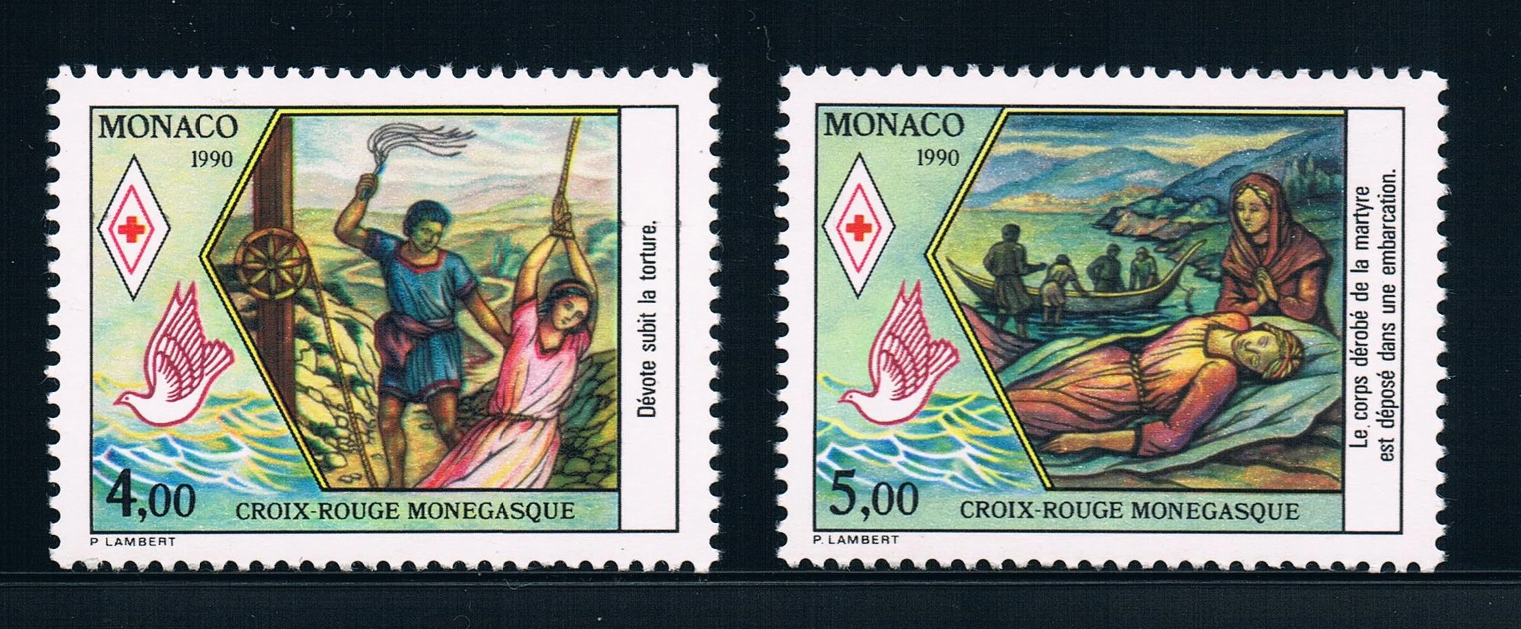 2 Pz/Set Nuovo Monaco Post Stamp 1990 Patrono Saint Dpeso Francobolli Mnh