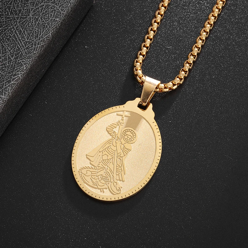 Collana Con Ciondolo San George Da Uomo Patron Saint George The Dragon Slayer Order Protection Amuleto Jewelry Gift