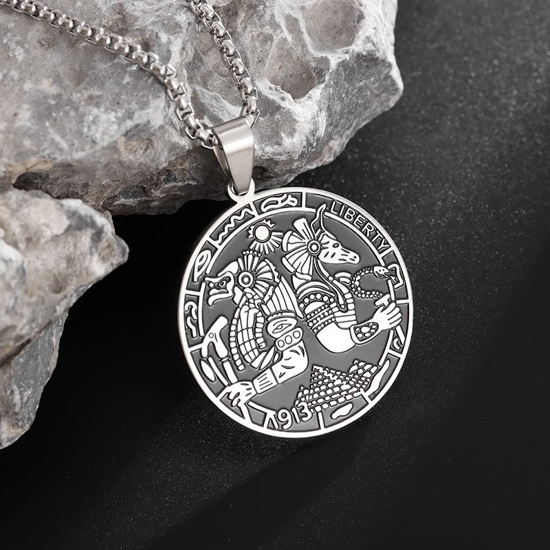 New Stainless Steel Fashion Anubis Horus Medal Collana Con Ciondolo Uomo Donna Antico Egitto Patron Saint Amuleto Gioielli Regalo