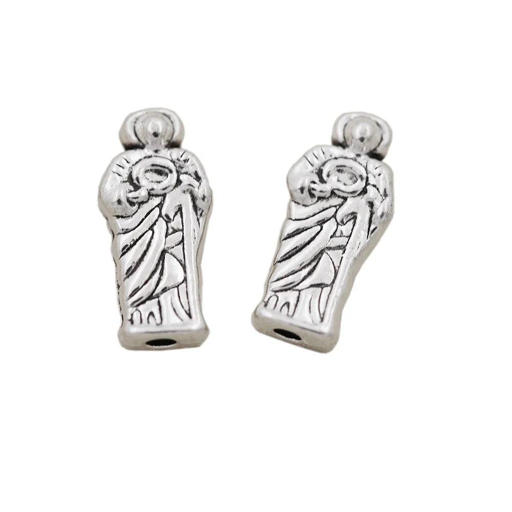 St Jude Small Hole Beads Catholic Patron Saint Medal Tubes 12.6X6Mm 30Pcs Distanziatori In Lega Di Zinco L1827