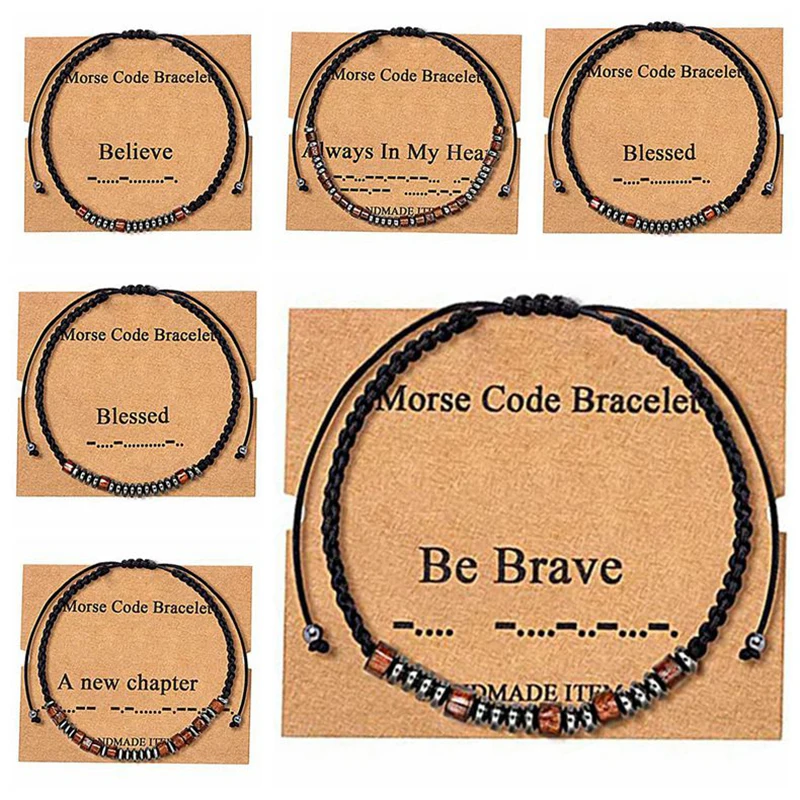 2022 New Moss Password Bracciale Codice E Perline Di Riso Bracciali Coppia Regolabili Intrecciati Pulseras Mujer Brazaletes