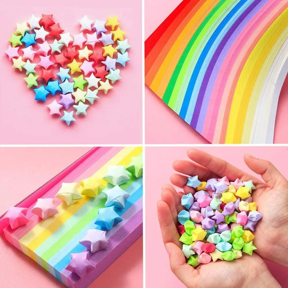200 Pz Premade Origami Star Foglio Di Carta Origami Paper Star S Rainbow Color Handmade Lucky Star S Wish Star Desiderio Bottiglia Regalo