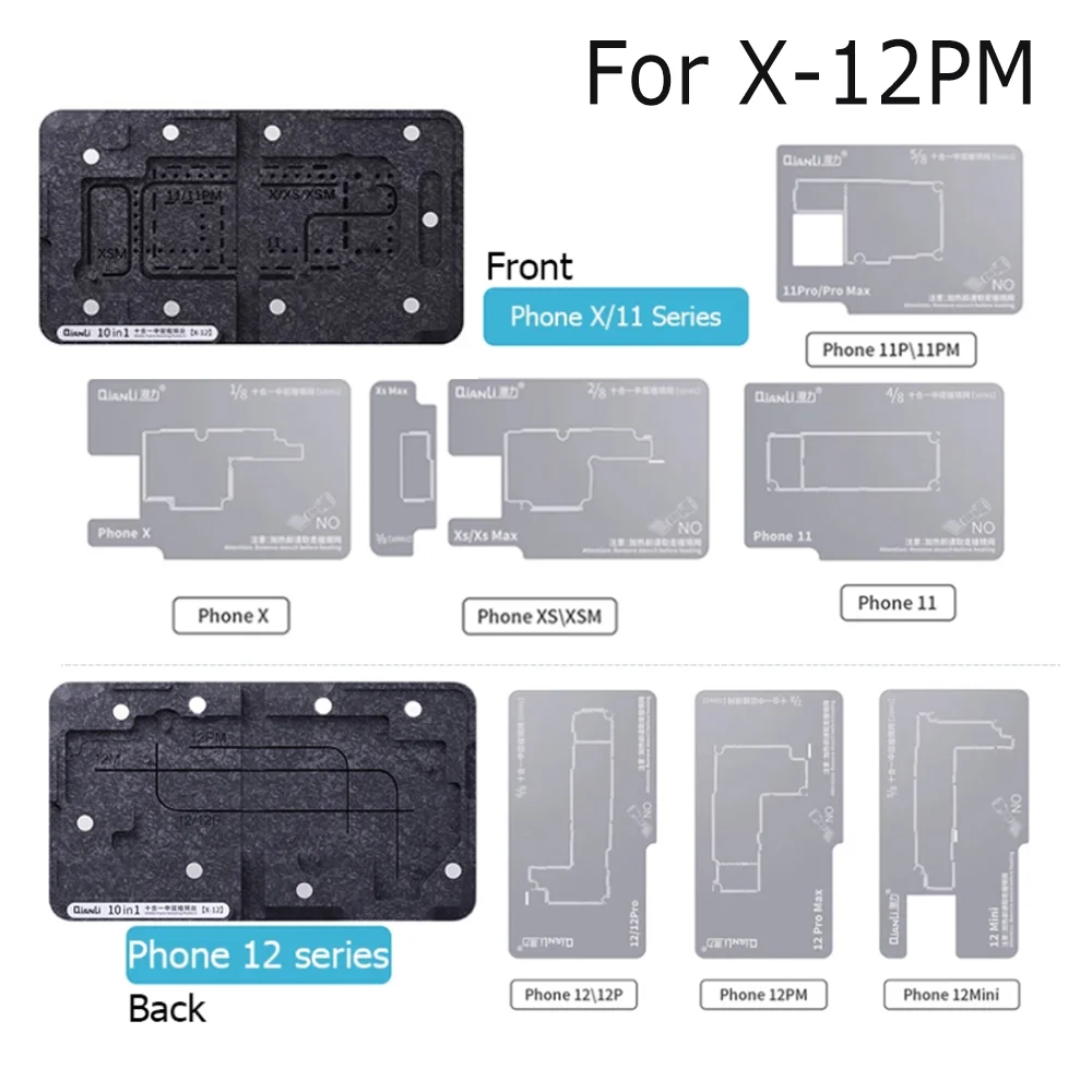 Qianli Motherboard Middle Layer Fixture Board 3D Bga Reballing Stencil Plant Tin For Iphone X Xs 11 12 13 Pro Max Templat Repair