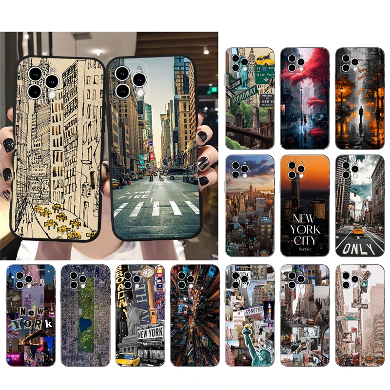 Custodia Per Telefono New York City Street Per Iphone 15 14 Pro Max 13 12 11 Pro Max Xsmax Xr 12 13 Mini 14 Plus Shell