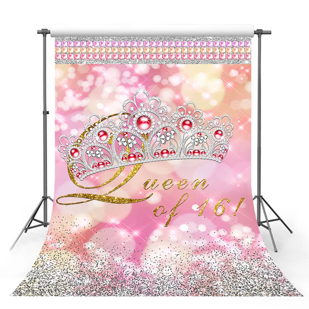 Mehofond Sweet 16 Birthday Party Photography Sfondi Queen Crown Princess Diamond Pink Background Photo Studio Photocall Decor