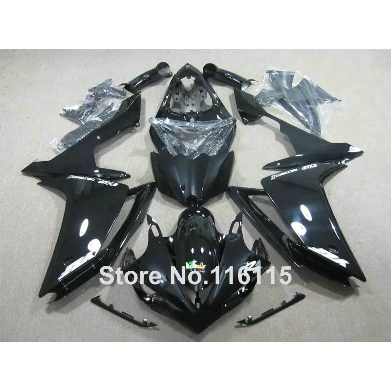 Stampaggio Ad Iniezione Carenature Del Motociclo Set Per Yamaha Yzf R1 2007 2008 Yzf-R1 07 08 Tutti Glossy Black Carena Completa Kit Cf72