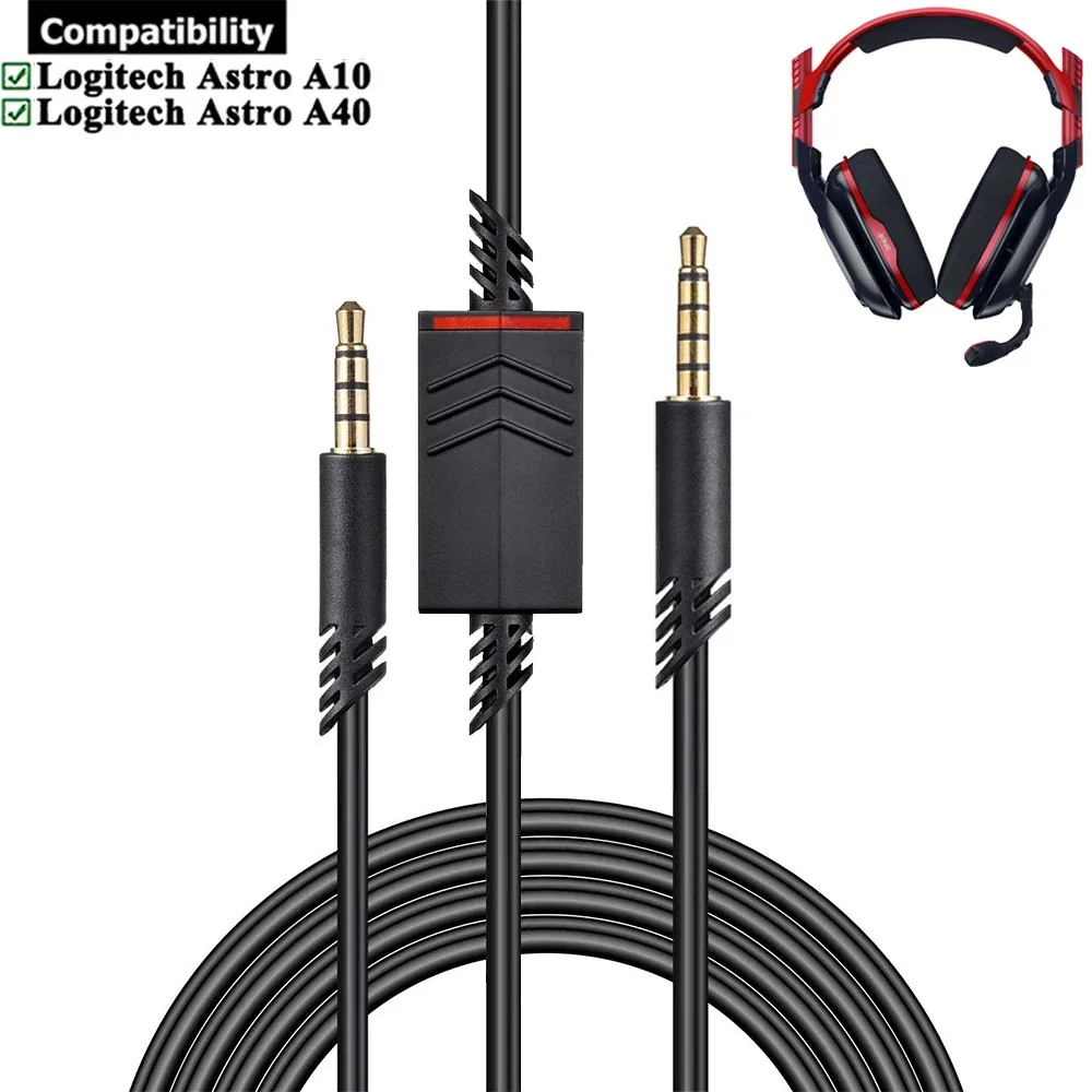 Cavo Di Prolunga Di Ricambio Ofc Con Microfono In Linea Muto Per Cuffie Logitech Astro A10 A40 Tr A40Tr