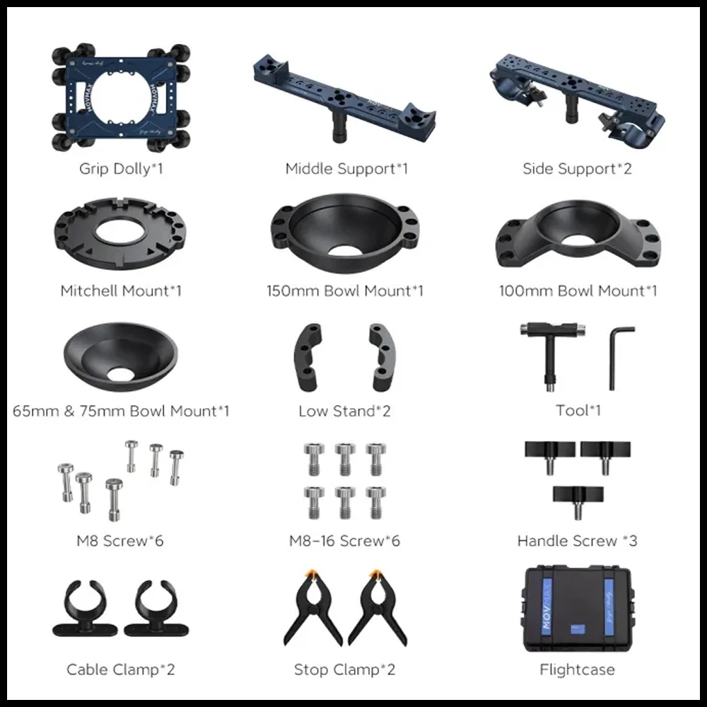 Movmax Grip Dolly Pro Kit Sistema Dolly Per Fotocamera Con Flessibilità E Adattabilità Senza Pari Flightcase