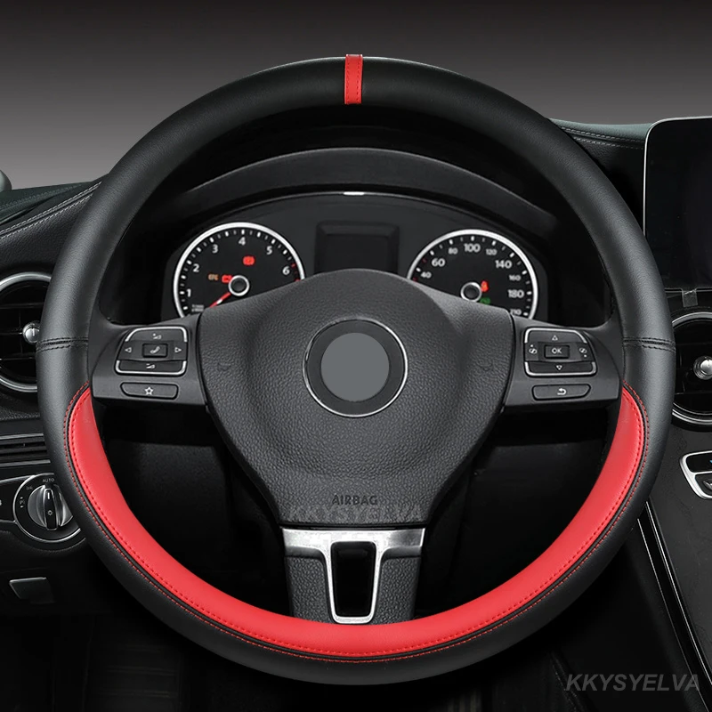 Pu Leather Car Steering Wheel Cover 38Cm For Vw Touran Golf Gti Polo Sedan Passat Santana Jetta Tiguan Gol Sagitar Cc Scirocco