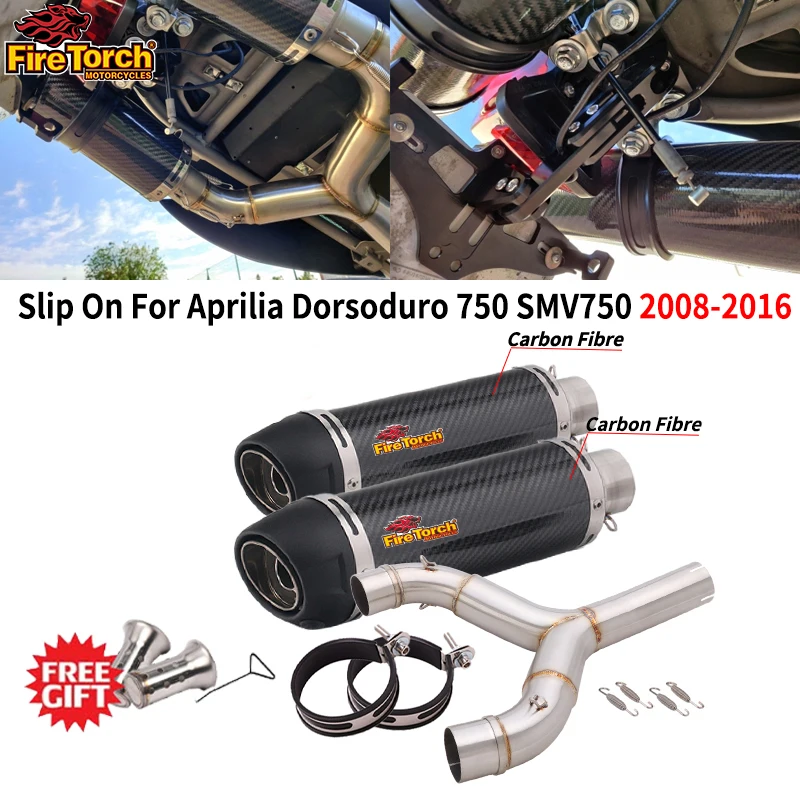 Slip Per Aprilia Dorsoduro 750 2008-2016 Smv750 Smv 750 Dorsoduro Dd750 Mid Pipe Espace Moto Connect Silenziatore In Fibra Di Carbonio 51Mm