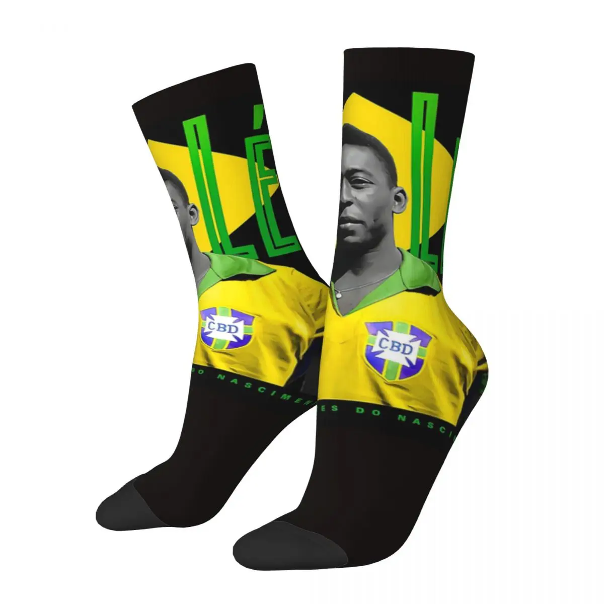 Player Football Pele Football Soccer Calzini Invernali Unisex Running Happy Socks Street Style Crazy Sock