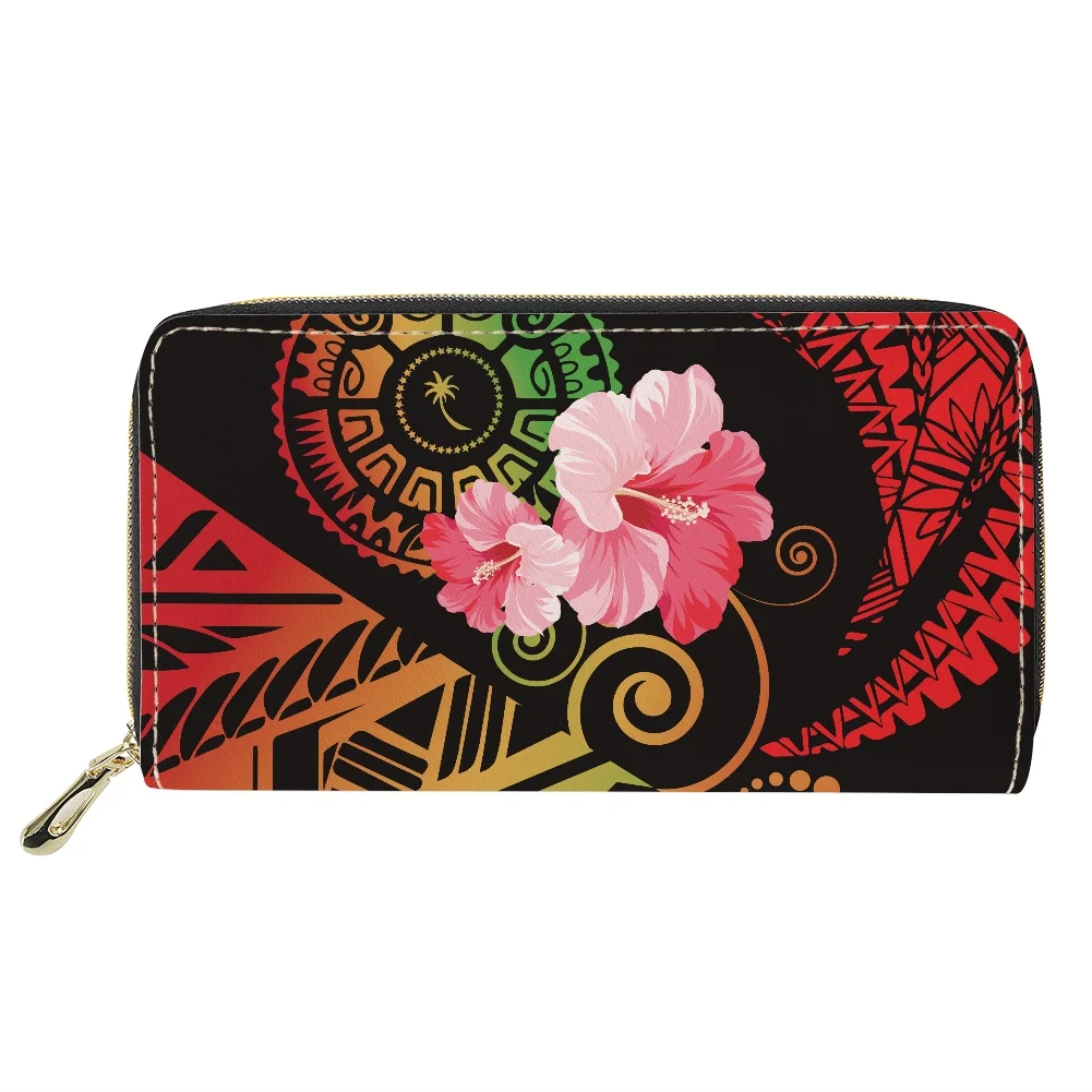 Hycool Portafoglio Donna A Basso Prezzo Polinesiano Tribal Chuuk Stampa Portamonete Donna Pochette Lunga In Pelle Da Donna Ultimo Design