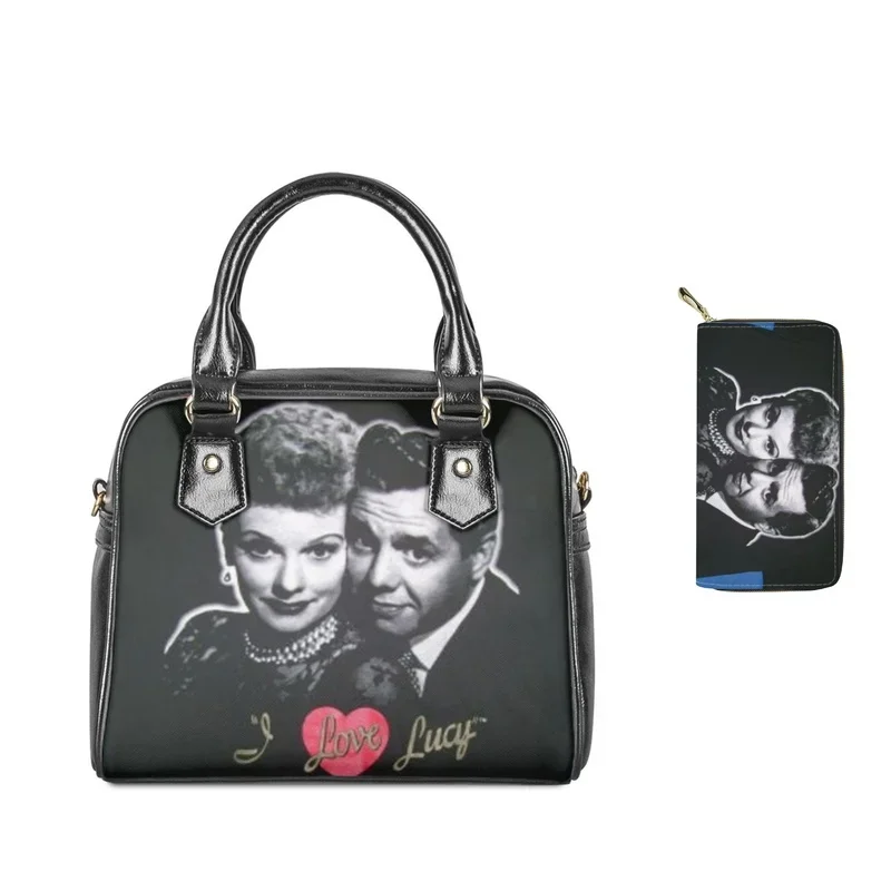 2023 New Film I Love Lucy Print Women Leather Shoulder Handbag Wallet Ladies Casual Top-Handle Bag Crossbody 2/Set Bolsos