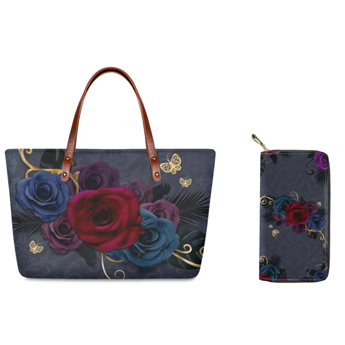 Forudesigns Vintage Rose Handbag Portafoglio In Pelle Combinazione Multi Pocket Zipper Design Fashion Ladies Handbag Shopping Da Viaggio