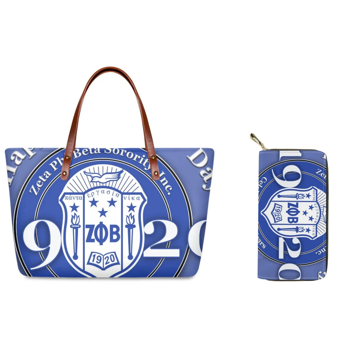Forudesigns Zeta Phi Beta 2 Pz/Set Tote Bags Portafoglio In Pelle Da Donna Fashion Handy Handbags Combo Borsa Shopper Di Grande Capacità