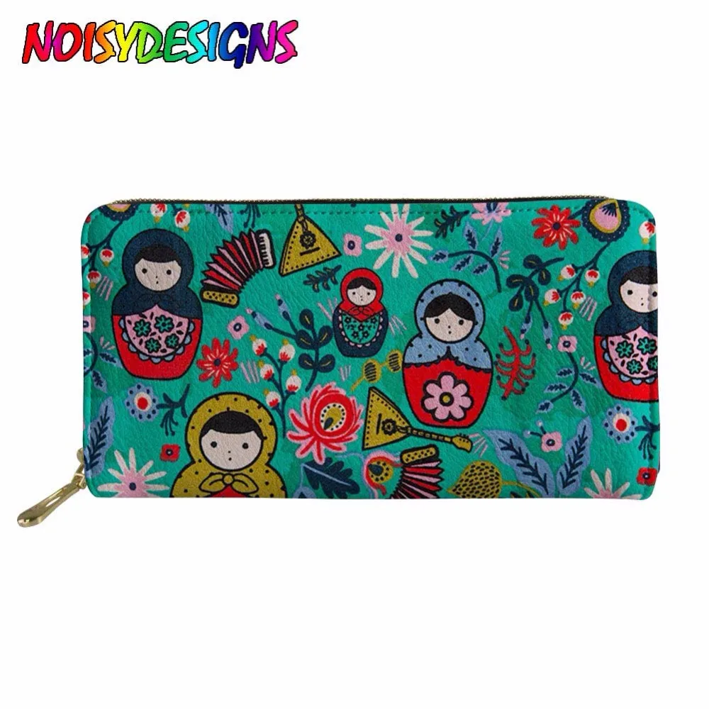Matryoshka Bambola Russa Personalità Fresca Portatile Pu Borsa In Pelle Protector Organizer Card Portafoglio Monedero Karev Pochette