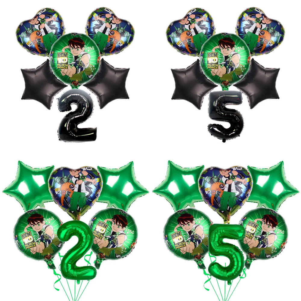 Cartoon Ben-10 Palloncini Decorazione Festa Di Compleanno 32 Pollici Numero Palloncino Set Ben-10 Baby Shower Foil Balloon Party Supplies