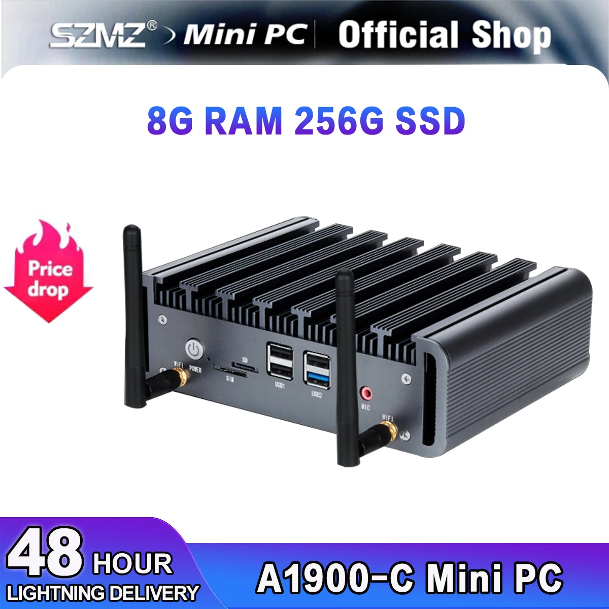 Szmz Mini Pc Scheda Madre Desktop Quad Cord Celeron J1900 Ddr3 8G 128Gb/256Gb Ssd Windows 10 Pro Computer Da Gioco, 60Hz Hdmi Vga