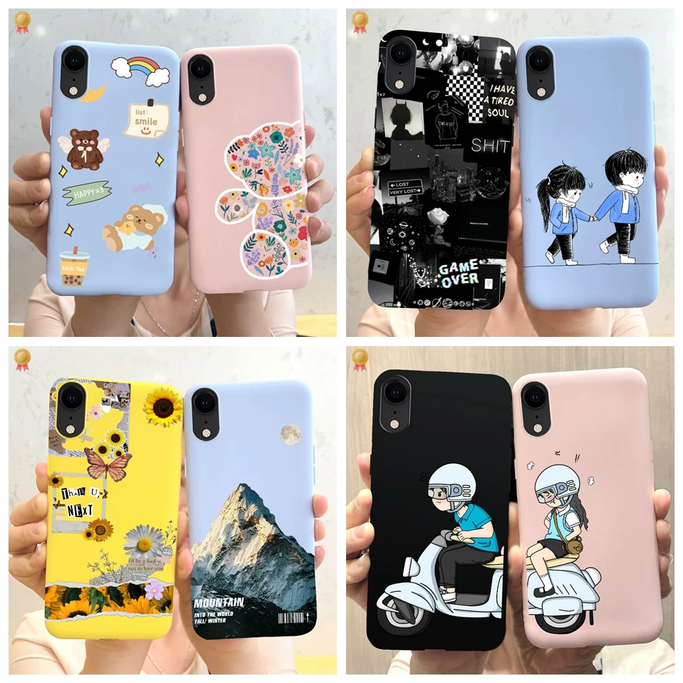 Per Iphone Xr A2105 Custodia Antiurto Cute Cartoon Black Pink Silicone Coque Per Iphonexr Custodia Per Telefono Per Iphone Xr Bumper Funda