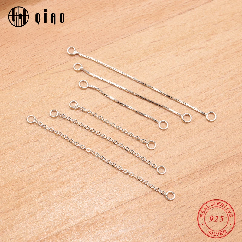 3-5Cm 925 Sterling Silver Jewelry Cross Chain Box Chain Silver Extender Chain For Jewelry Making Risultati Di Gioielli Fai Da Te One Piece