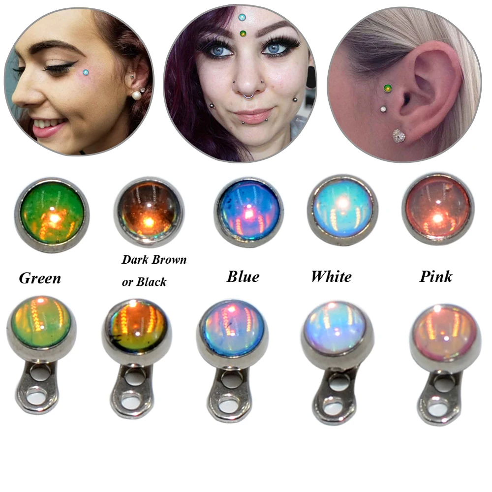1Pc G23 Titanium Flash Film Glitter Micro Ancoraggio Cutaneo Skin Diver Surface Piercing Con Base Body Jewelry