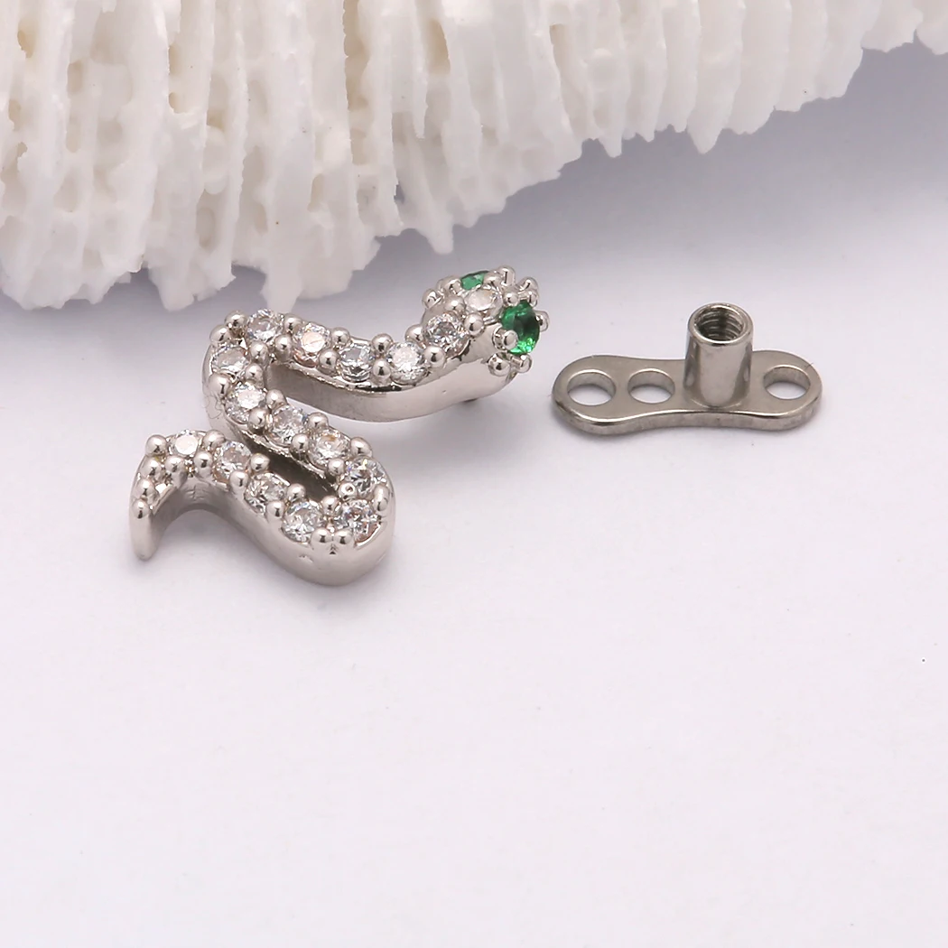 Jhjt Snake Piercing Dermico Top G23 Base In Titanio Micro Skin Diver Impants Dermal Anchor Body Jewelry