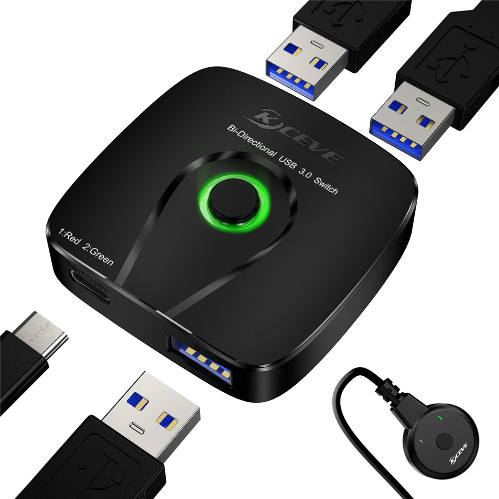 Usb 3.0 Kvm Switch Splitter Selector Adattatore Controller Switcher Bidirezionale Per Stampante Mouse Tastiera Condivisione Computer 2 Pc