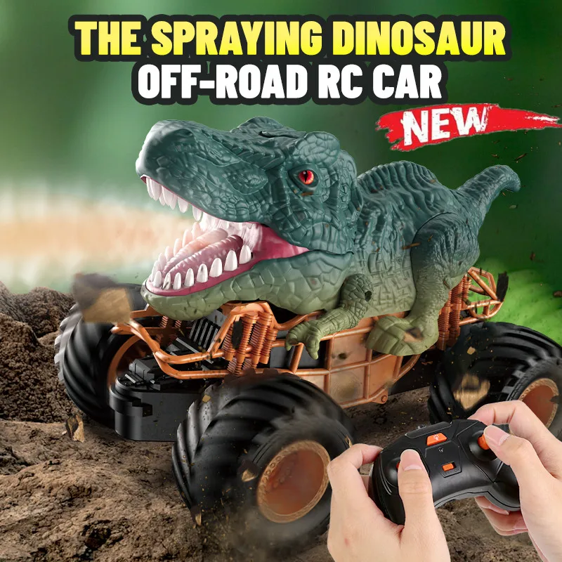 Telecomando Tyrannosaurus Rex Dinosaur Car All Terrain Rc Car Spray Spraying Climbing Car For Children Gift