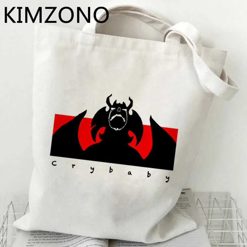 Devilman Crybaby Shopping Bag Cotton Shopper Bolsa Canvas Shopper Eco Bag Sac Cabas Tote Cabas