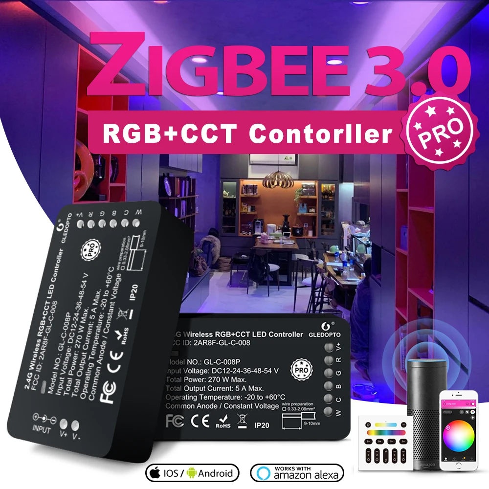 Gledopto Zigbee 3.0 Rgb Cct Led Controller Pro Smart App Controllo Vocale Funziona Con Amazon Echo Plus Smartthings Rf