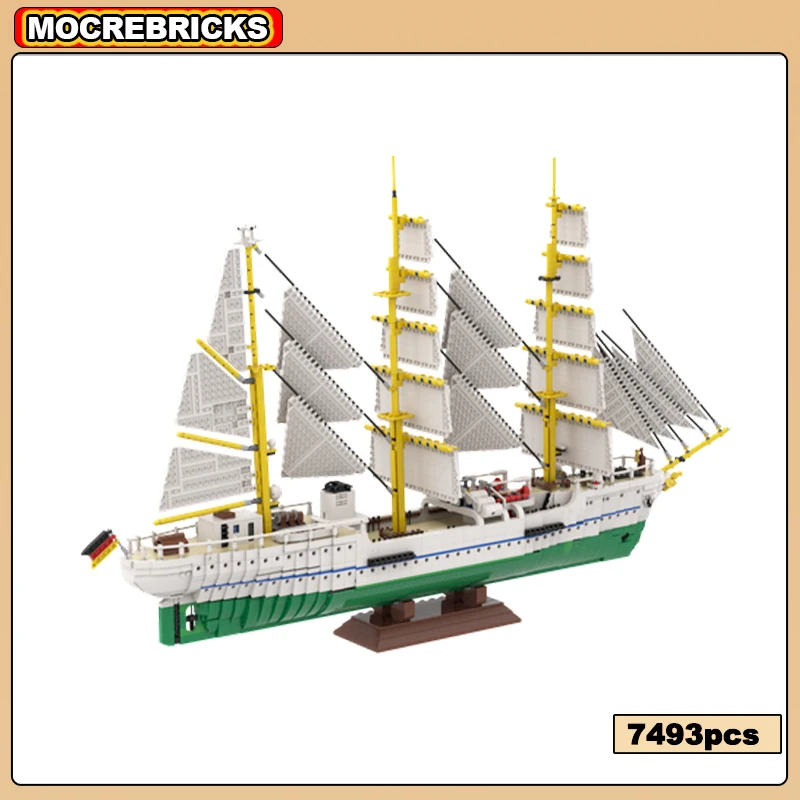 Moc-162206 Ww2 German Navy Golch Fog Sailing Training Ship Building Block Ultimate Collection Warship Model Brick Toy Gifts