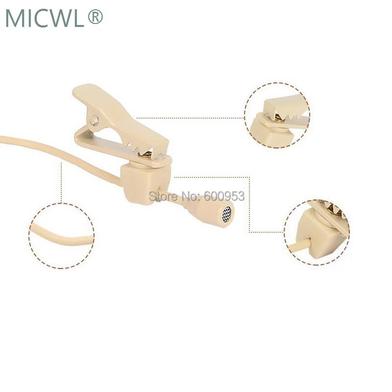 Alta Qualità Omnidirezionale Beige Tie Clip Lavalier Risvolto Microfono Microfono Per Audio Technica Sennheise Shure Mipro Spedizione Gratuita