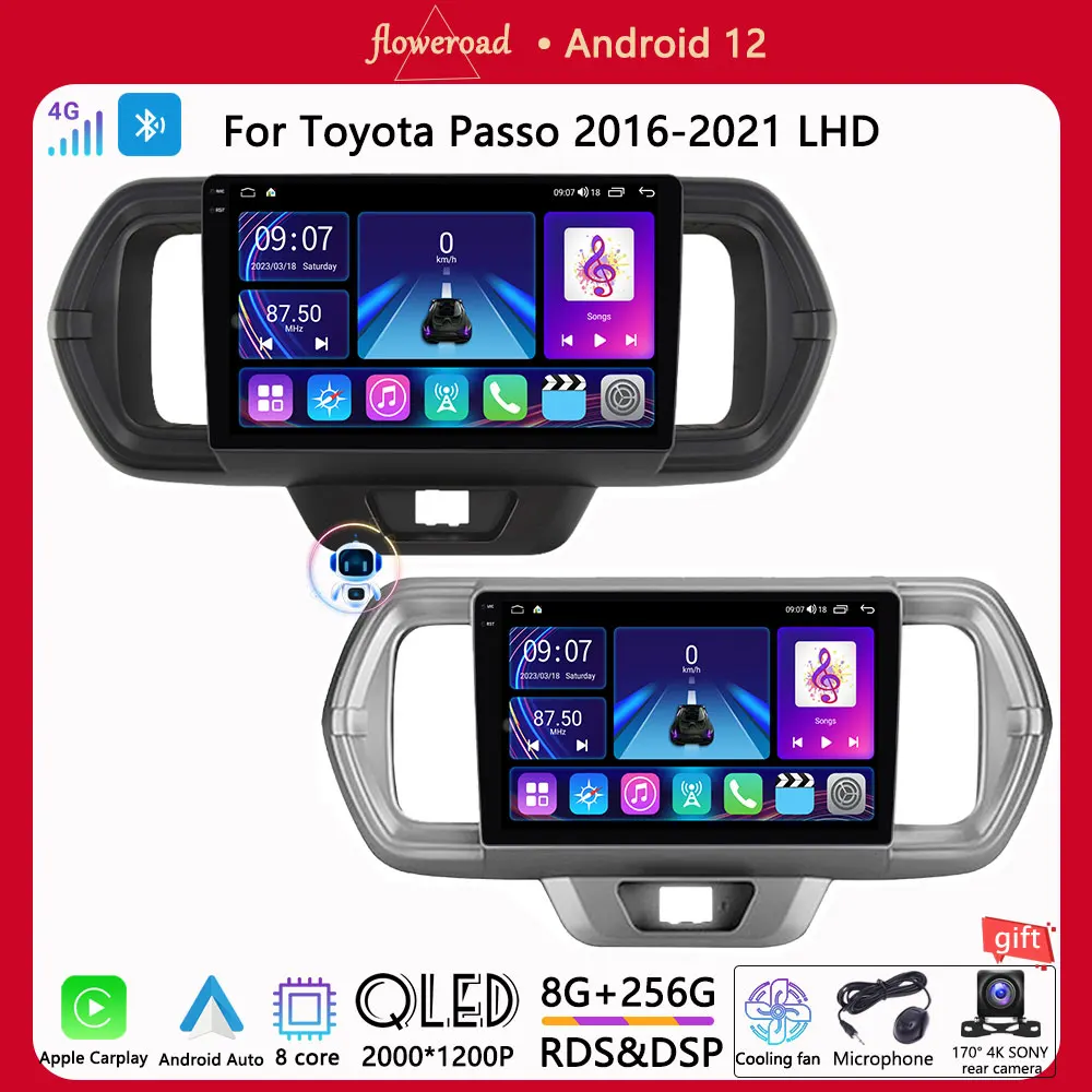 Autoradio Lettore Multimediale Android Per Toyota Passo 2016-2021 Rhd 2 Din Apple Carplay 4G Autoradio Dvd Navigation Gps Head Unit