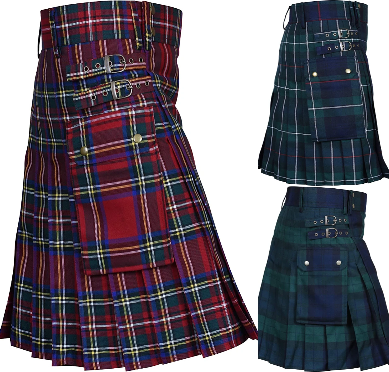 Kilt For Men Tartan Poly Viscosa Kilt Utility Scozzese Di Alta Qualità Kilt Tradizionale Highland Da Uomo