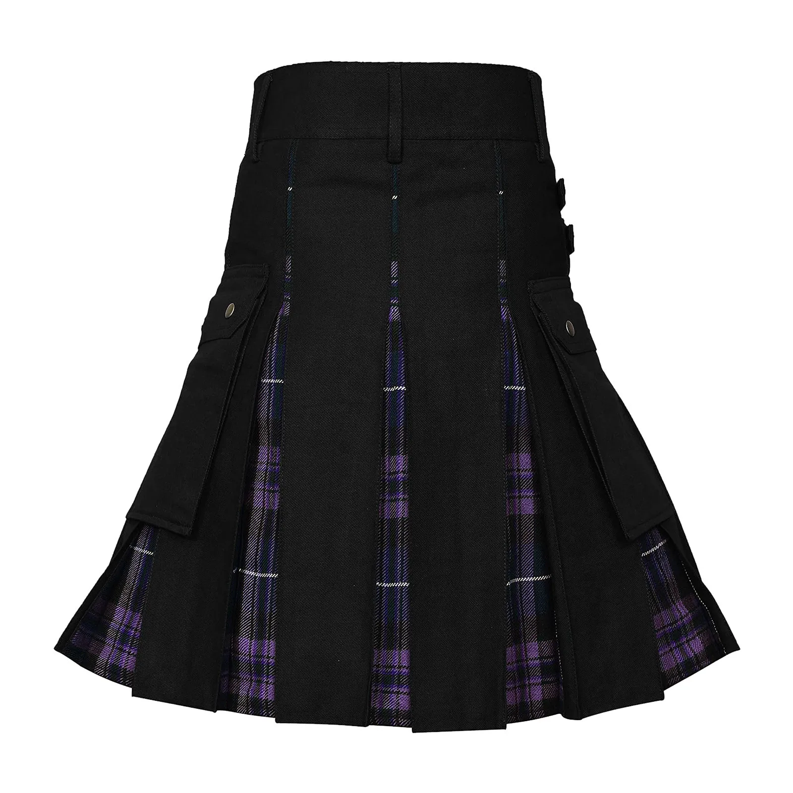 Utility Kilt Moda Uomo Scottish Highland Modern Pocket Tartan Plaid Gonna Gonna A Pieghe Di Colore A Contrasto Europa Vestiti Da Uomo