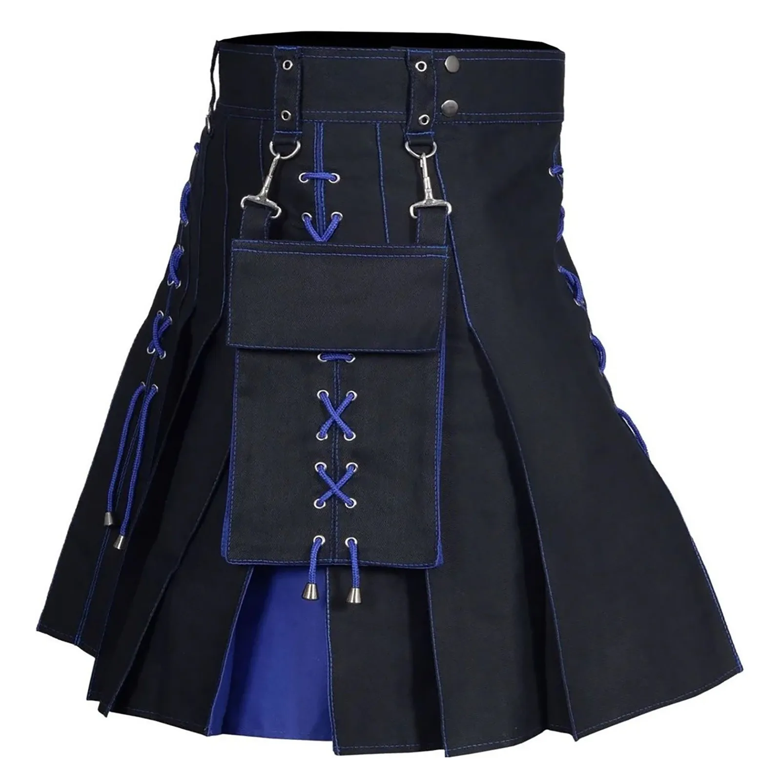 Design Sense Men Scottish Kilt Cosplay Abito Da Festa Scozzese Multi Colore Short Sashes Pocket Gonna A Pieghe Tradizionale Medievale