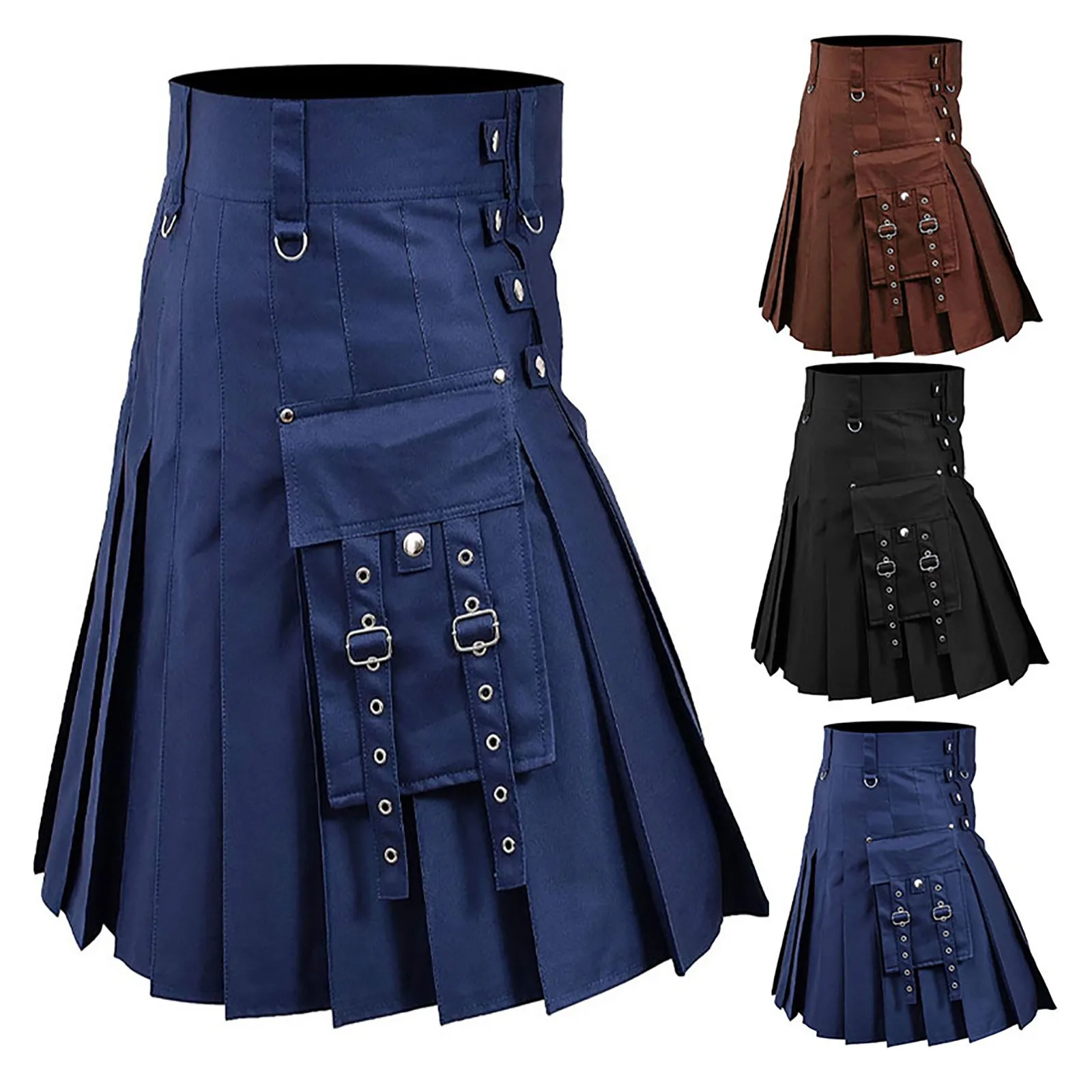 Kilt For Men Utility Kilt 100% Cotone Jeans Hybrid Kilt Modern Box Pieghettato Tartan Tradizionale Mens Kilt Gonna Stile Scozzese