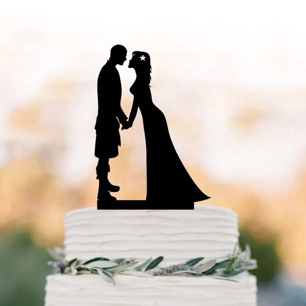 Lo Sposo Gonnellino Scozzese E La Sposa Wedding Cake Topper, Mr E Mrs Silhouette Cake Topper, Unico Wedding Cake Topper Decorazione Forniture