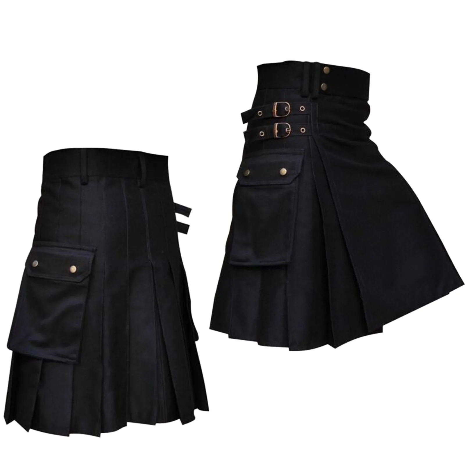 Kilts Men'S Plaid Design Scozzese-Festival Studded Rock Kilt Stitching Punk Modern Man Carnival Gonne Gonna A Pieghe Tradizionale