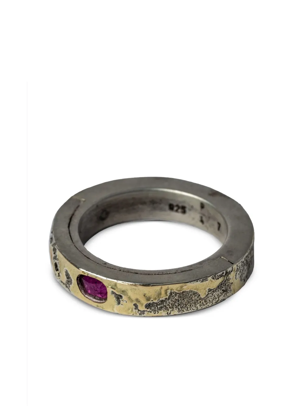 Parts of Four 18kt gold-plated Sistema ruby sterling-silver ring - Argento