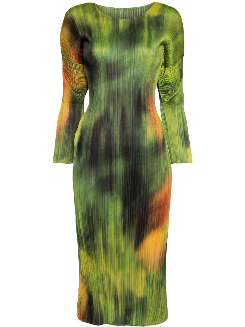 Pleats Please Issey Miyake Turnip & Spinach plissé midi dress - Verde